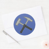 Crossed Rock Hammers Ronde Sticker (Envelop)