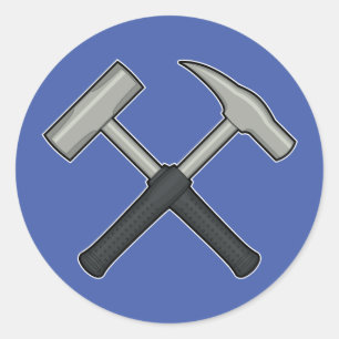 Crossed Rock Hammers Ronde Sticker