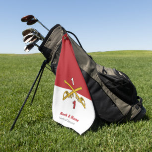 Crossed Sabres Cavalerie Golf Handdoek - Rood & Wi