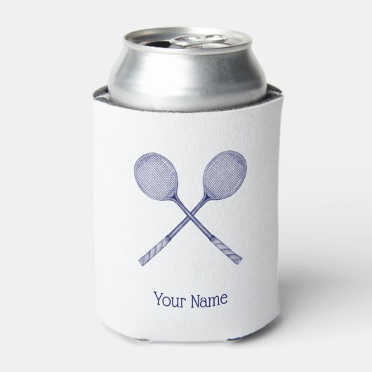 Crossed Squash Racquets Blue Blikjeskoeler (Blikje Voorkant)