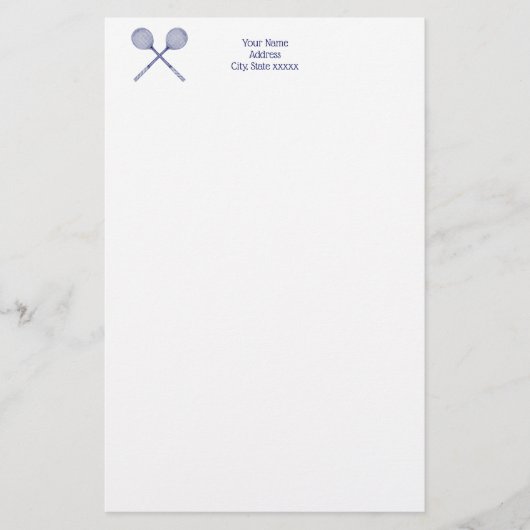 Crossed Squash Racquets Blue Briefpapier (Voorkant)