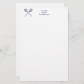 Crossed Squash Racquets Blue Briefpapier (Voorkant / Achterkant)