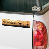 Crosses en Sunset "He is Risen" Bumperstickers (Op Truck)