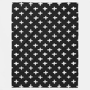 Crosses Pattern - Black Fleece Deken