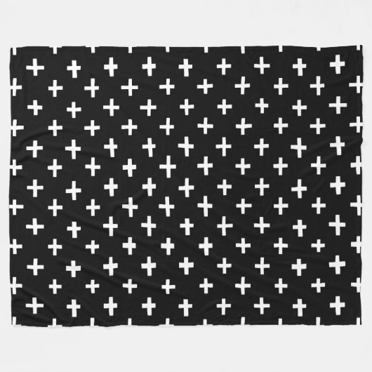 Crosses Pattern - Black Fleece Deken (Voorkant (Horizontaal))