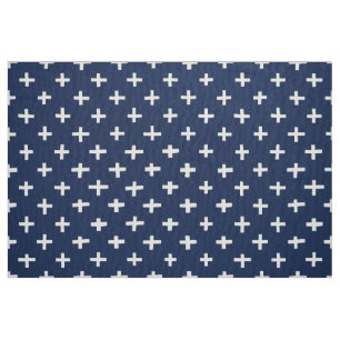 Crosses Pattern - Indigo Stof