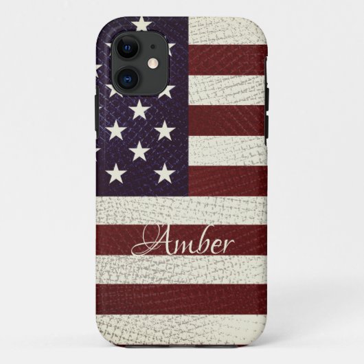 Crosshatch-Amerikaanse vlag Aangepast Case-Mate iPhone Case (Achterkant)