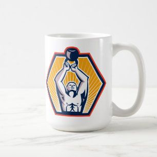 Crossift Athlete Lifting Kettlebell Voorste Retro Koffiemok