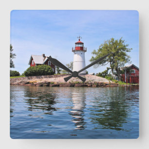 Crossover Island Lighthouse, New York Wall Clock Vierkante Klok