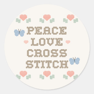 CrossStitchPLHeartFlowers Ronde Sticker
