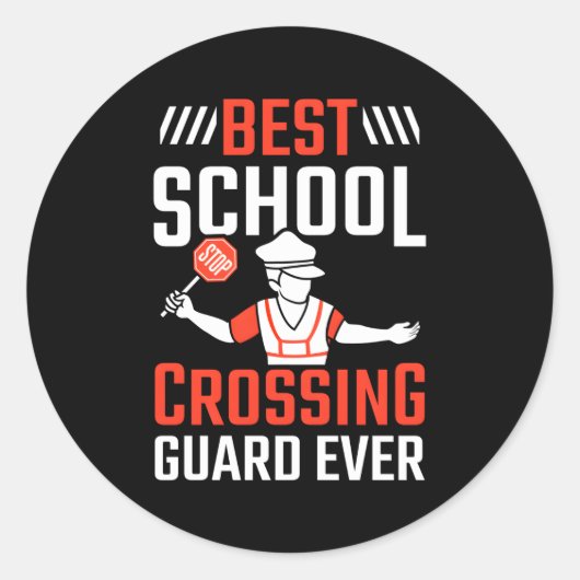 Crosswalk Attendant Beste School Crossing Guard Ronde Sticker (Voorkant)