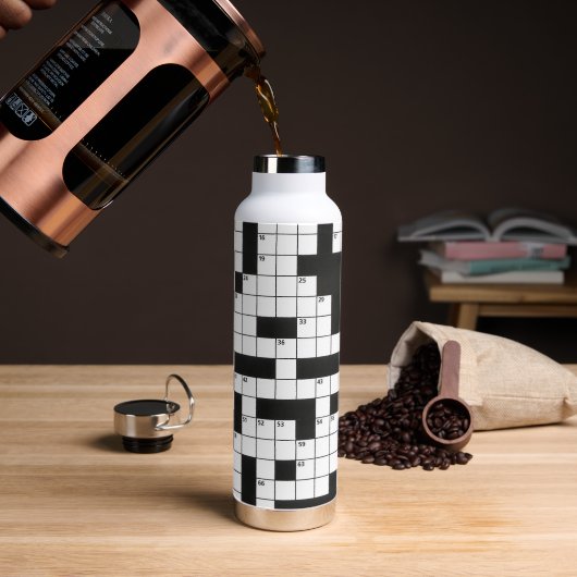 Crossword Puzzle Pattern Waterfles (Koffie)
