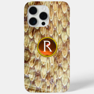 CROTALUS Gedrukte slang Huid Oranje Gem Monogram iPhone 15 Pro Max Hoesje