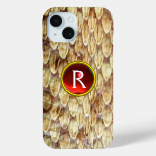 CROTALUS Gedrukte slang Rood Gem Monogram