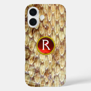 CROTALUS Gedrukte slang Rood Ruby Gem Monogram iPhone 16 Hoesje