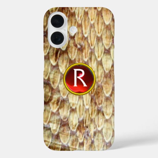 CROTALUS Gedrukte slang Rood Ruby Gem Monogram Case-Mate iPhone Case (Achterkant)
