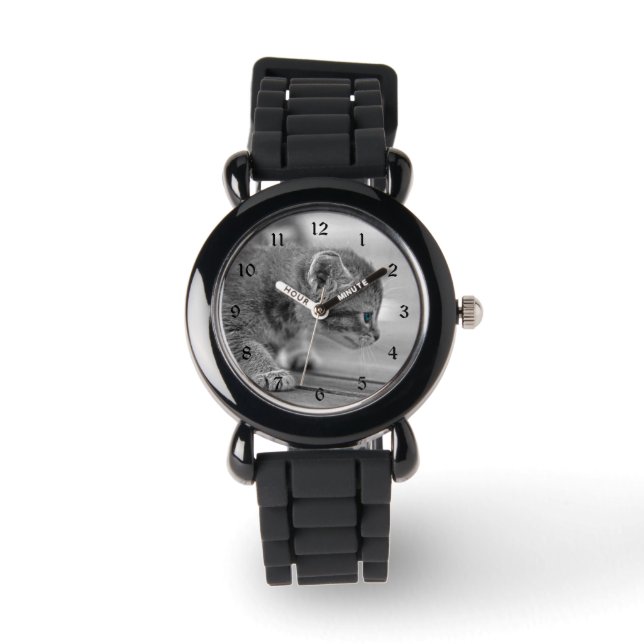 Crouching Kitten Horloge (Voorkant)