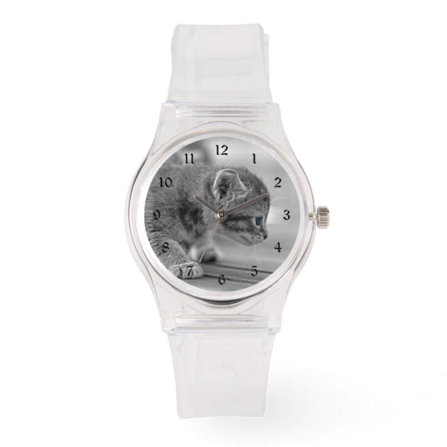 Crouching Kitten Horloge (Voorkant)