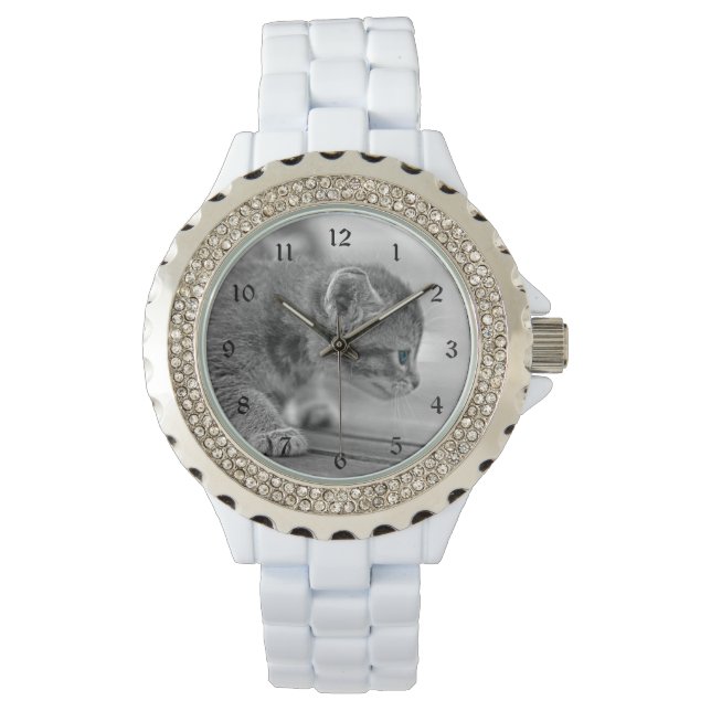 Crouching Kitten Horloge (Voorkant)