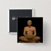 Crouching Scribe Statue Vierkante Button 5,1 Cm (Voorkant /achterkant)