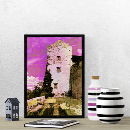 Crouching Under the Pink Sky Surrealistische Water Perfect Poster