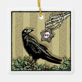 Crow and Cookie - Pop Gothic Holiday Keramisch Ornament