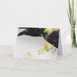Crow and Ginkgo Leaves, Watanabe Seitei Kaart