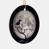 Crow and Moon, Crow Art, Raven, Gothic, Night Keramisch Ornament (Rechts)