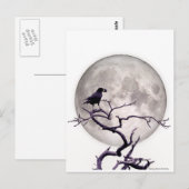 Crow and Moon Raven Fantasy Gothic Night Briefkaart (Voorkant / Achterkant)
