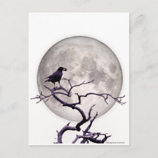 Crow and Moon Raven Fantasy Gothic Night Briefkaart