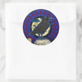 Crow and Skull Design gothique autocollant rond (Sac)