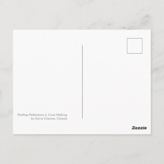 Crow and Water Puddle with Rooftop Reflections 3 Briefkaart (Achterkant)