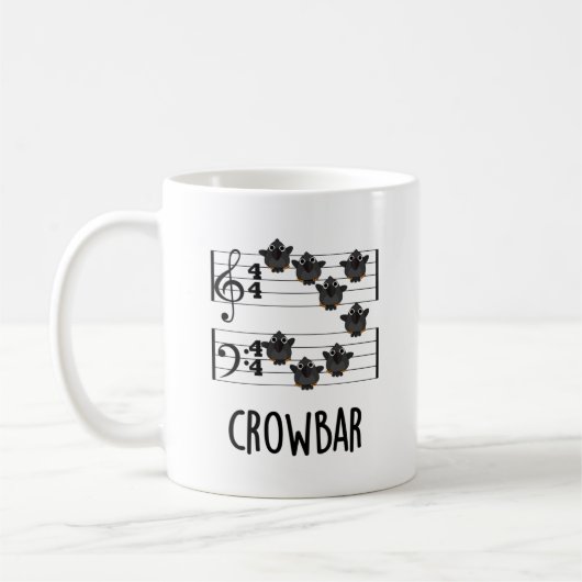 Crow Bar Funny Music Bird Pun Koffiemok (Links)