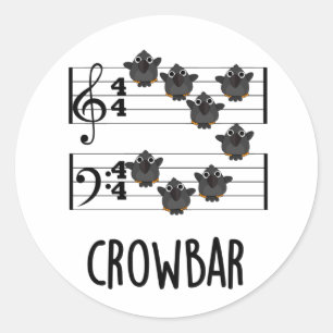 Crow Bar Funny Music Bird Pun Ronde Sticker