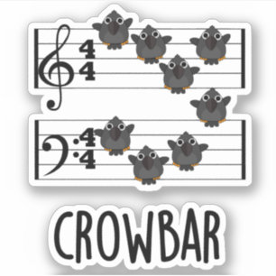 Crow Bar Funny Music Bird Pun Sticker