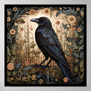 Crow Bird Abstract schilderij Poster