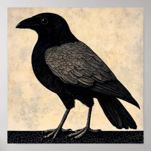 Crow Bird Abstract schilderij Poster
