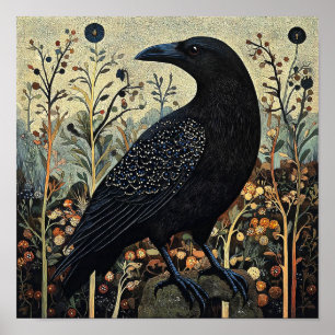 Crow Bird Abstract schilderij Poster