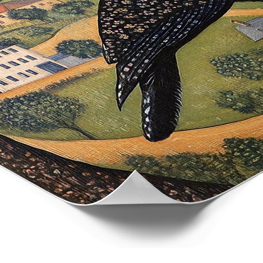Crow Bird Abstract schilderij Poster (Hoek)