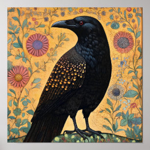 Crow Bird Abstract schilderij Poster