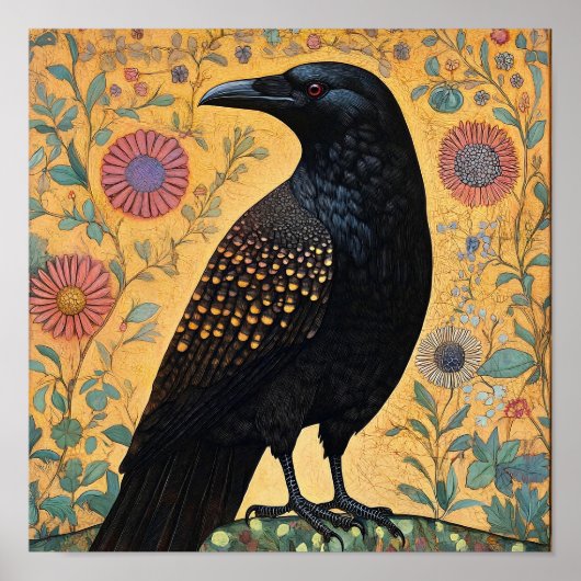 Crow Bird Abstract schilderij Poster (Voorkant)