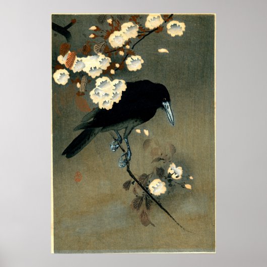 Crow & Blossom van Ohara Koson (1910) Poster (Voorkant)