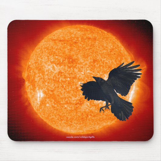 Crow & Burning Sun Wildlife Fantasy Mousepad Muismat (Voorkant)