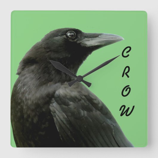 Crow Clock Vierkante Klok (Voorkant)
