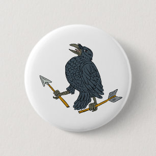 Crow Clutching Broken Arrow Tekening Ronde Button 5,7 Cm