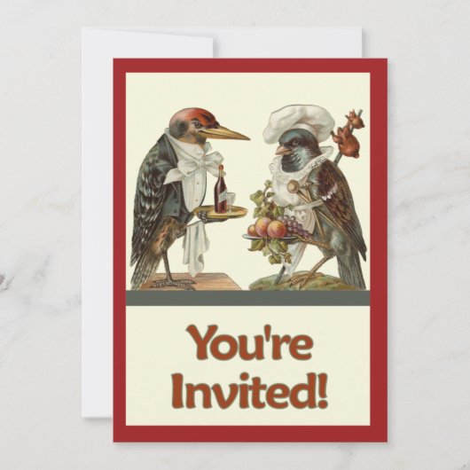 Crow Cook et Woodpecker Bartender Invitation (Devant)