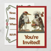 Crow Cook et Woodpecker Bartender Invitation (Devant / Derrière)