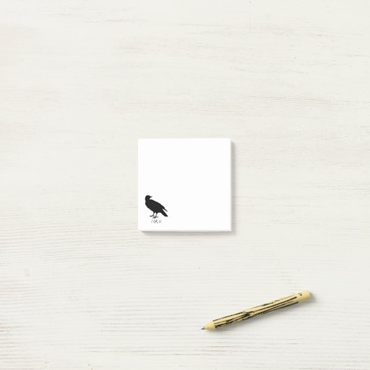 Crow Drawing and Naw Silhouette in Black Post-it® Notes (Op bureau)