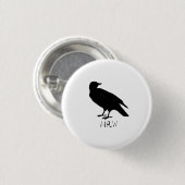 Crow Drawing and Naw Silhouette in Black Ronde Button 3,2 Cm (Voorkant /achterkant)