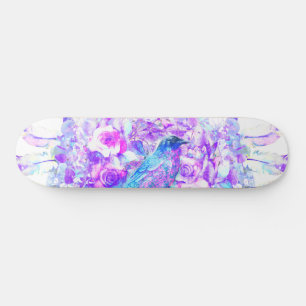 Crow Dreamcatcher Blauw Paarse Bloemen Skateboard